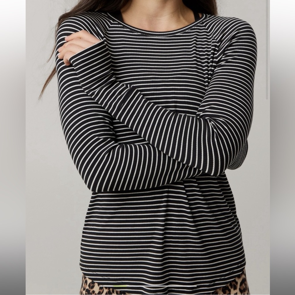 OFFLINE by Aerie Striped Long Sleeve Top with Thumb holes